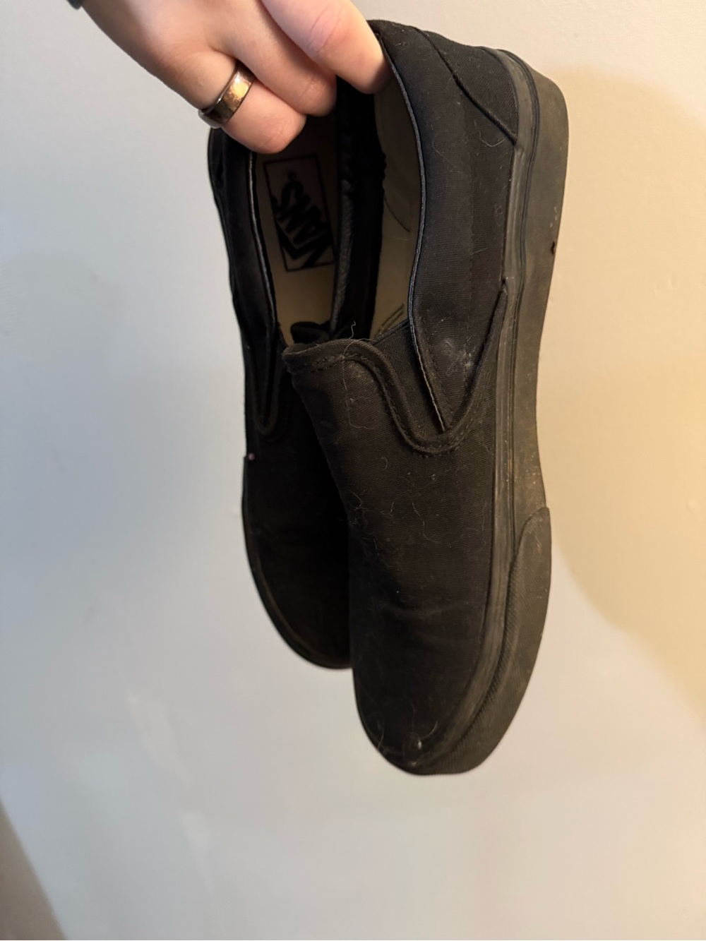 Vans Black Slip-On Canvas Loafers